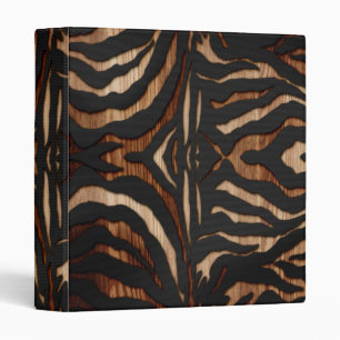 Wood and Leather Zebra Print Binder
