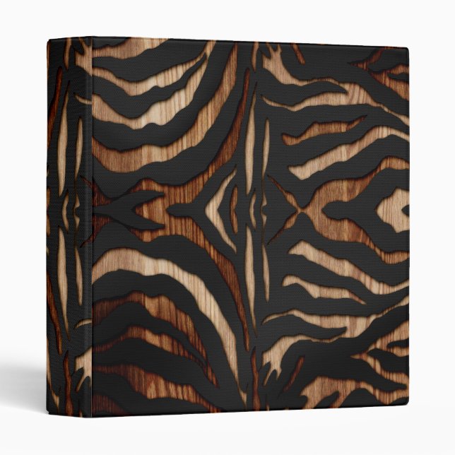 Wood and Leather Zebra Print Binder (Front/Spine)