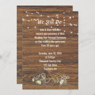 Wood and Light String Vow Renewal Invitation