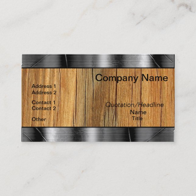 Wood And Metal Borders Professional Business Cards (Front)