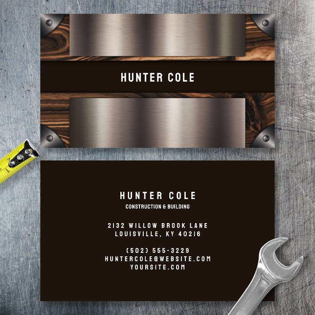 Wood and Metal Industrial  Business Card (Creator Uploaded)