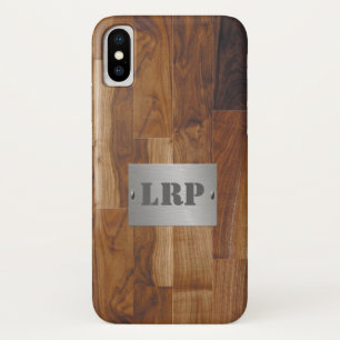 Wood and Metal Monogram Custom Personalize Case-Mate iPhone Case