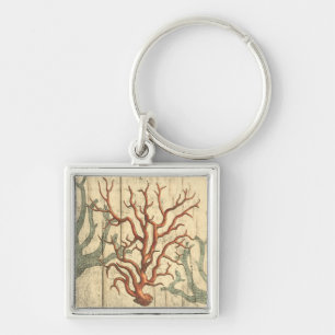 Wood and Small Coral Keychain