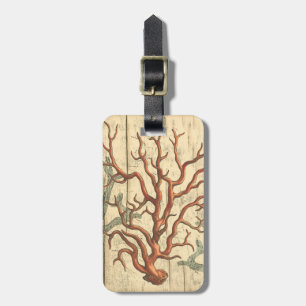 Wood and Small Coral Luggage Tag