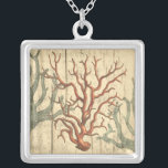 Wood and Small Coral Silver Plated Necklace<br><div class="desc">Stayed relaxed with this beautiful piece of sealife art. This beautiful silhouette of these coral reef will look great on any product. Take the beach with you where ever you go! Enjoy nature's finest sea life.</div>