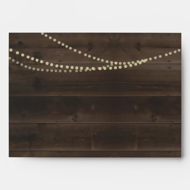 Wood and String Fairy Lights on Personalized Envelope (Front)