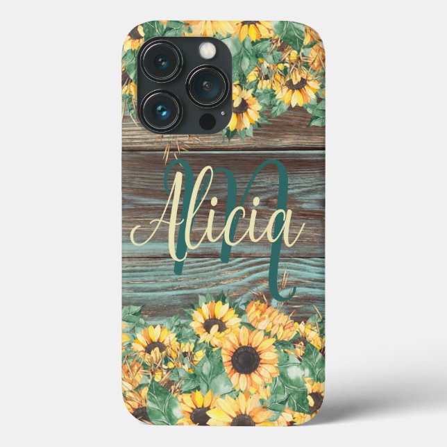 Wood and Sunflower Name    Case-Mate iPhone Case (Back)