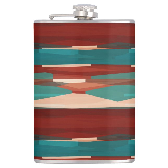 Wood and Turquoise Hip Flask (Front)