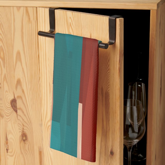 Wood and Turquoise Kitchen Towel (Thirds Fold)