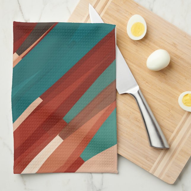 Wood and Turquoise Kitchen Towel (Quarter Fold)