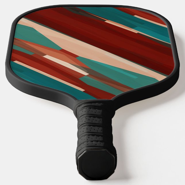 Wood and Turquoise Pickleball Paddle (Laydown)