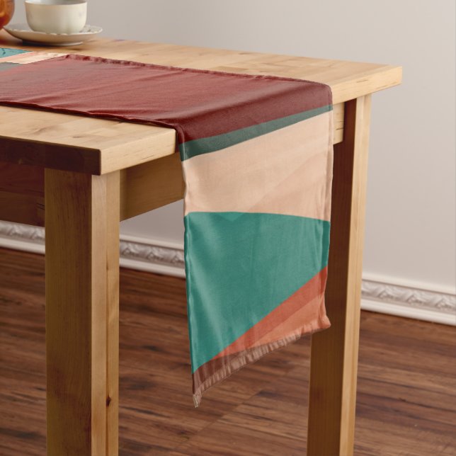 Wood and Turquoise Short Table Runner (In Situ)