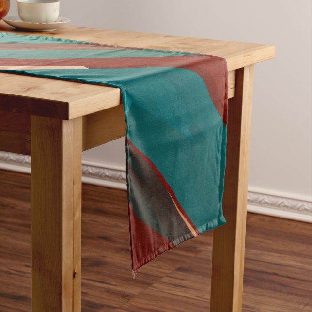 Wood and Turquoise Short Table Runner (In Situ)
