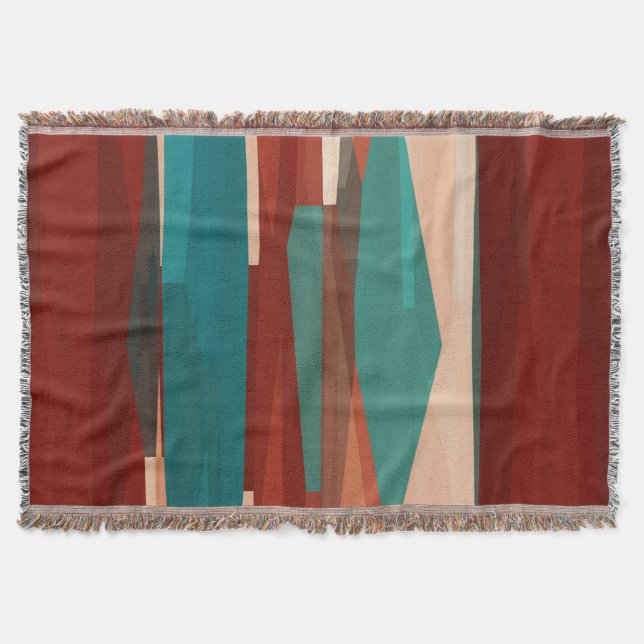 Wood and Turquoise Throw Blanket (Front)