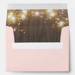 Wood and Twinkle String Lights Pink Envelope