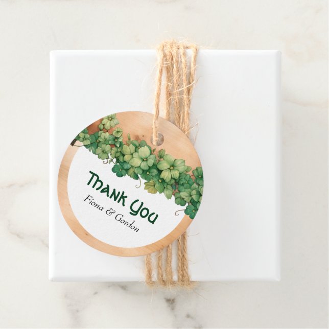 Wood and vine St Patricks Day Irish rustic wedding Favour Tags (In Situ)