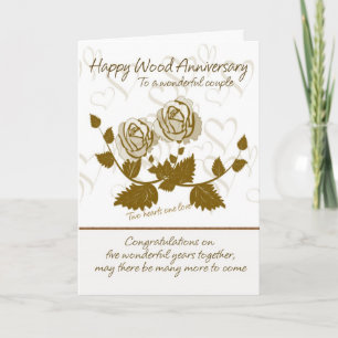 Wood Anniversary Card - 5th Anniversary Card