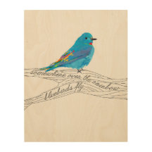 Wood Art Bluebirds Fly Design
