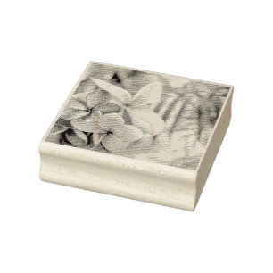 Wood Art Stamp Hawaiian pink and white flower 