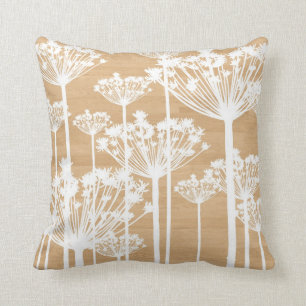 Wood background flowers girly floral pattern throw pillow