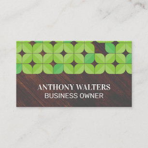 Wood Background Illustrative Leaf Pattern Business Card