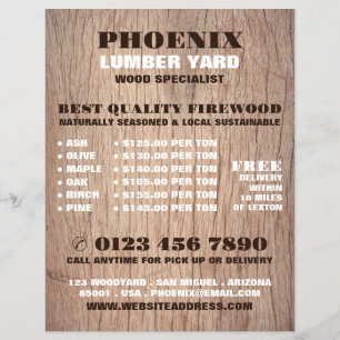 Wood Background, Lumber/Timber/Wood Yard Advert Flyer
