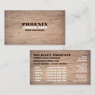 Wood Background, Lumber/Timber/Wood Yard Business Card