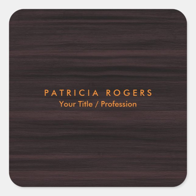Wood Background Orange Brown Professional Square Sticker (Front)