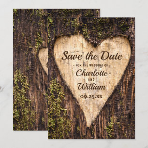 Wood Bark Heart Rustic Wedding Save The Date
