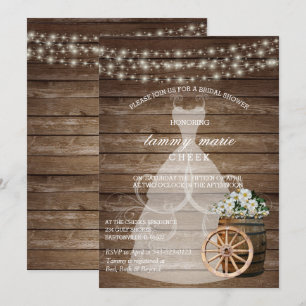 Wood Barrel Bridal Shower- White Spring Floral Invitation
