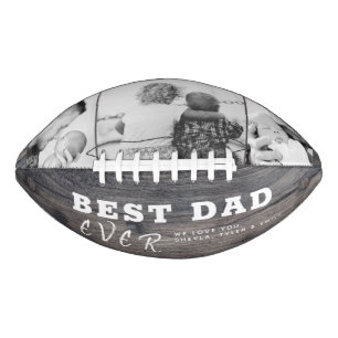  Wood Best Dad Father`s Day 3 Photo Collage Football