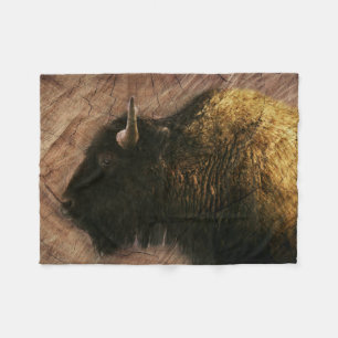 Wood Bison Buffalo Fleece Blanket