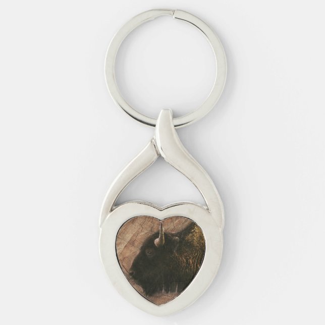 Wood Bison Buffalo Keychain (Front)