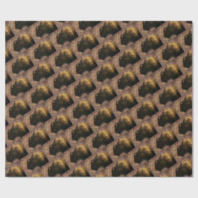Wood Bison Buffalo Wrapping Paper (Flat)