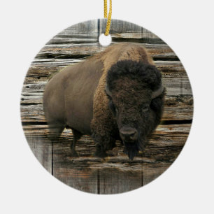 Wood Bison Ceramic Ornament