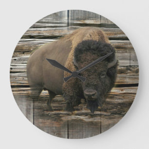 Wood Bison Large Clock