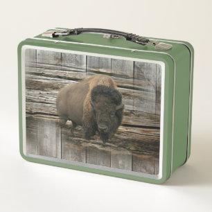 Wood Bison Metal Lunch Box