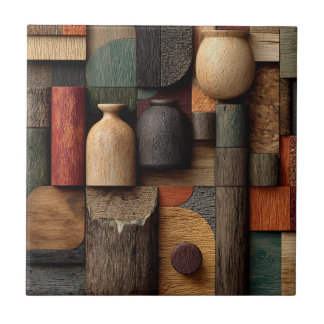 Wood Block Art Ceramic Tile