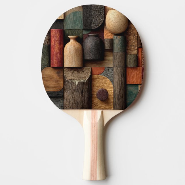 Wood Block Art Ping Pong Paddle (Front)