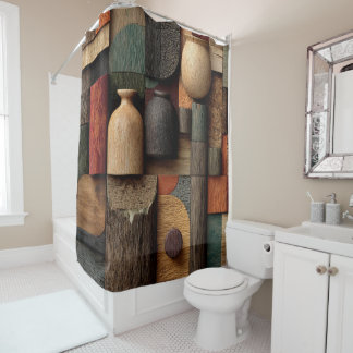 Wood Block Art Shower Curtain