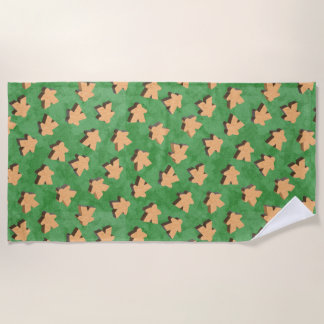 Wood Board Game Meeples on Green Beach Towel