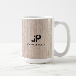 Wood Board Plank Look Monogram Template Elegant Coffee Mug