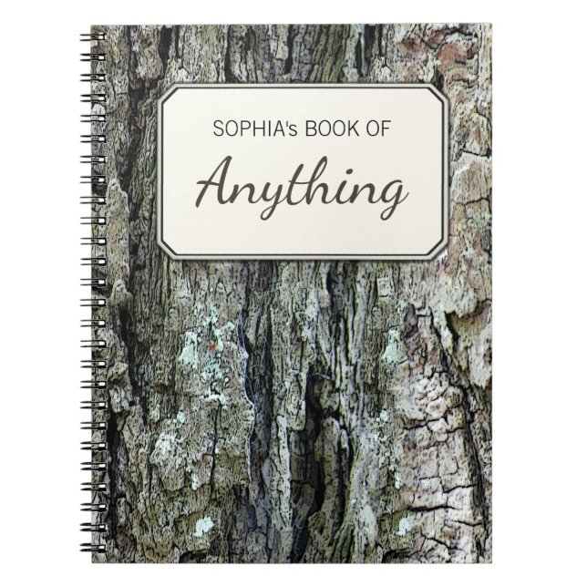 Wood Botanical Old Pine Bark  Photo Personalized Notebook (Front)