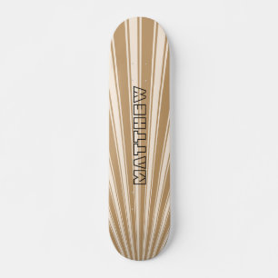 Wood brown Colour Stripe Funky Pattern Skateboard