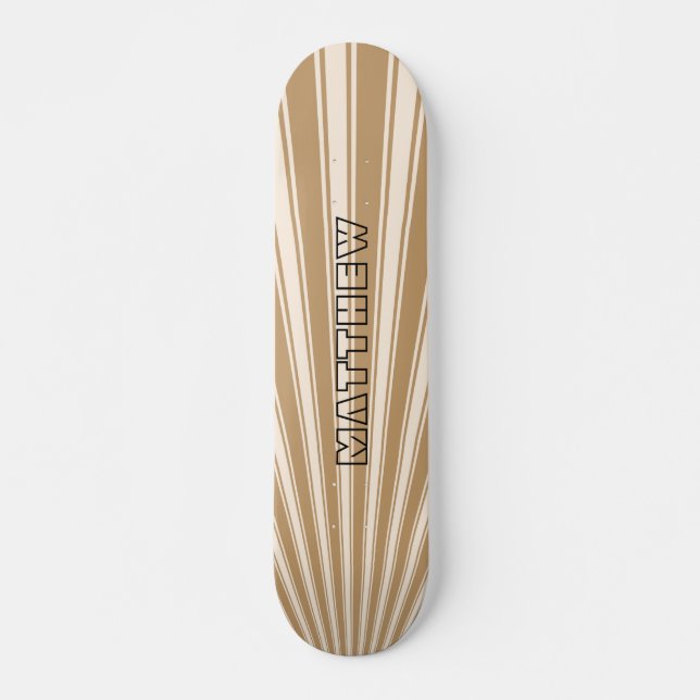 Wood brown Colour Stripe Funky Pattern Skateboard (Front)