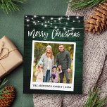 Wood Brush Script Instant Camera Photo Christmas Postcard<br><div class="desc">Modern Brush Script,  Instant Camera Style Photo Merry Christmas Postcard - Rustic Green Wood</div>