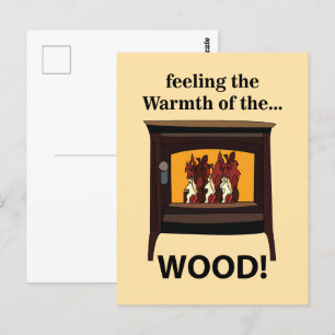 Wood Burner Stove Firewood Warm Postcard