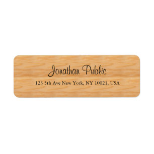 Wood Calligraphed Script Name Text Return Address