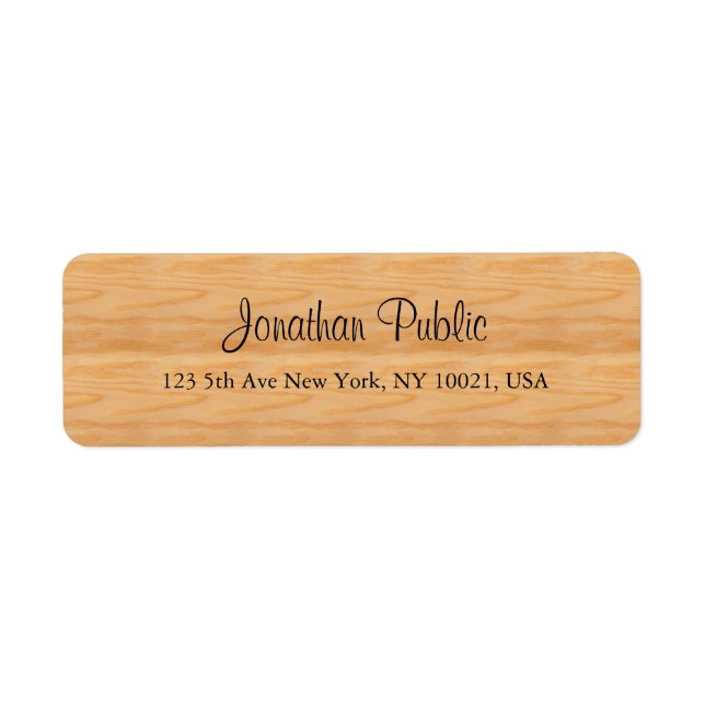 Wood Calligraphed Script Name Text Return Address (Front)