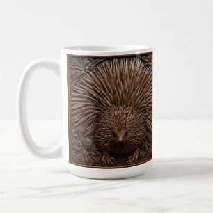 Wood Carved Australian Echidna,  Coffee Mug
